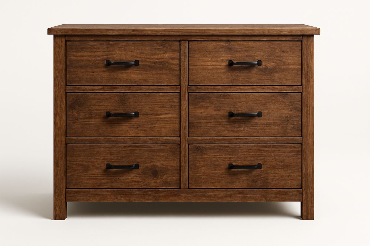 Solid Oak Chest of Drawers Six Drawers Brown-Belonilta
