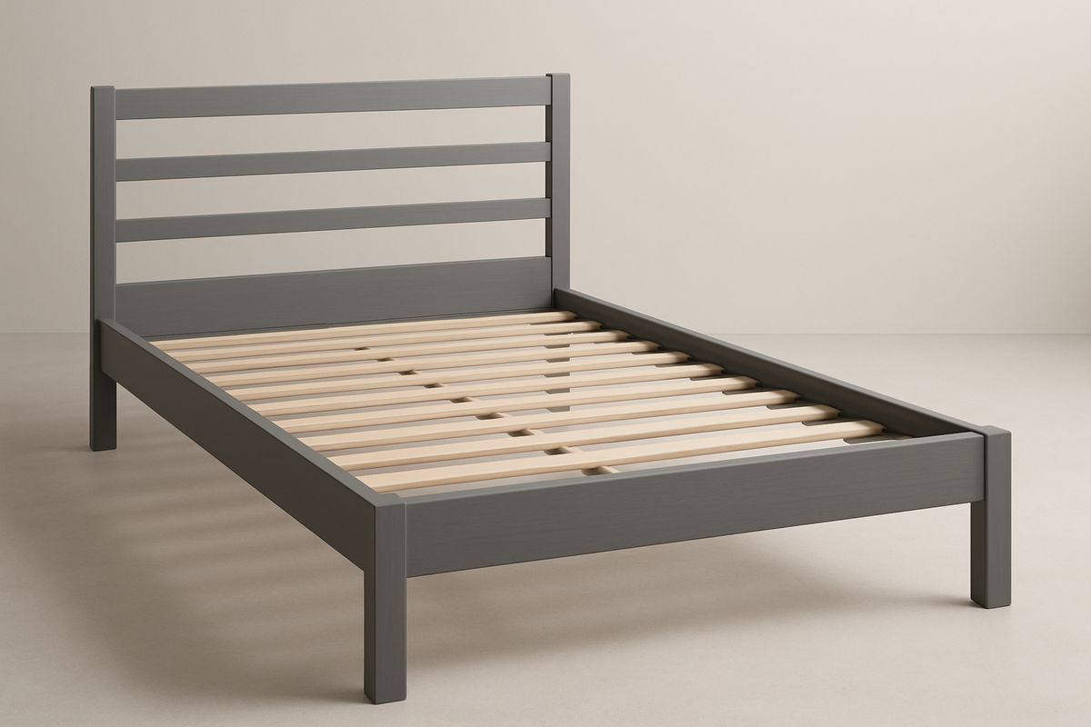 Solid Pine Wood Bed Frame with Slatted Base Grey Single Size-Belonilta
