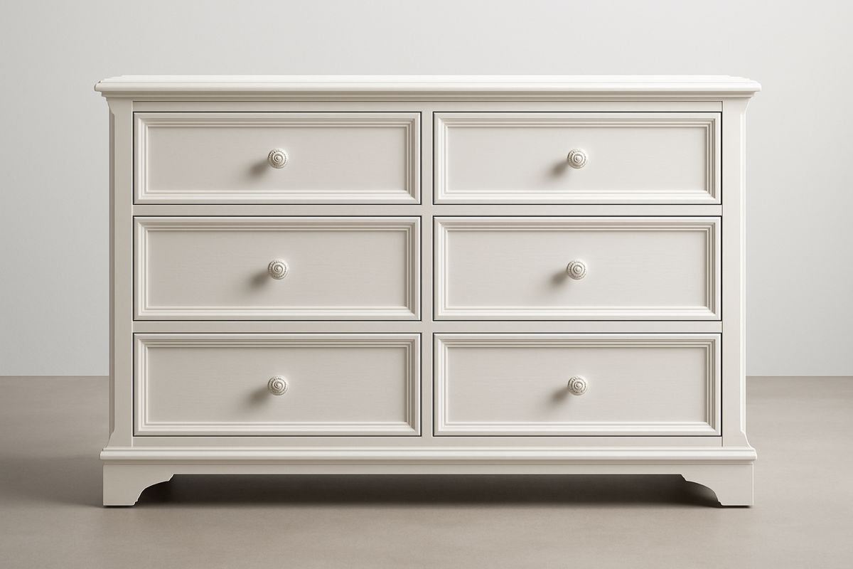 Six-Drawer Solid Wooden Dresser  Finish 140cm x 40cm x 90cm(L×W×H)-Belonilta