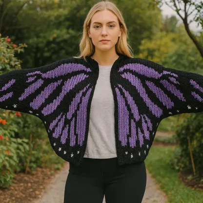 Butterfly Purple Wings Knit Cardigan