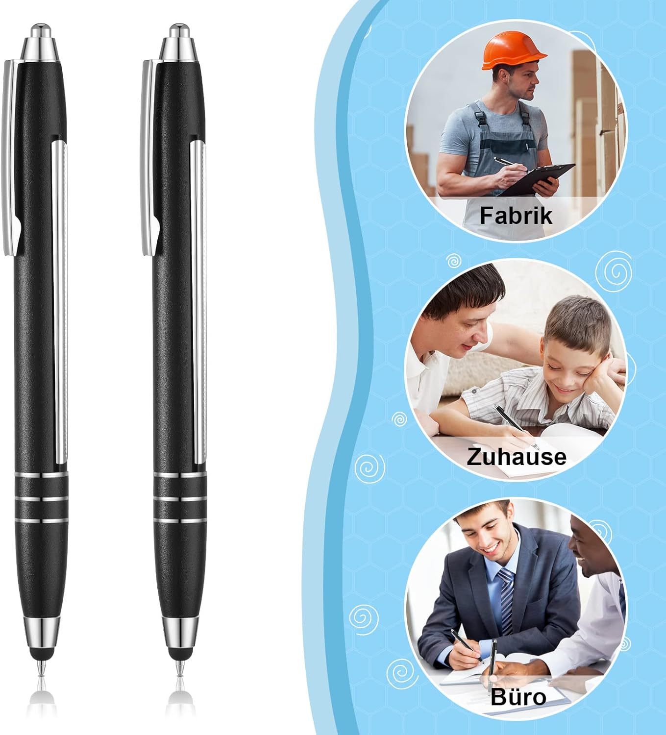 Nezo 2 Pieces Retractable Ballpoint Pen with Anti Theche Cheating Ballpoint Pen with Blue Refills for Writing Gift