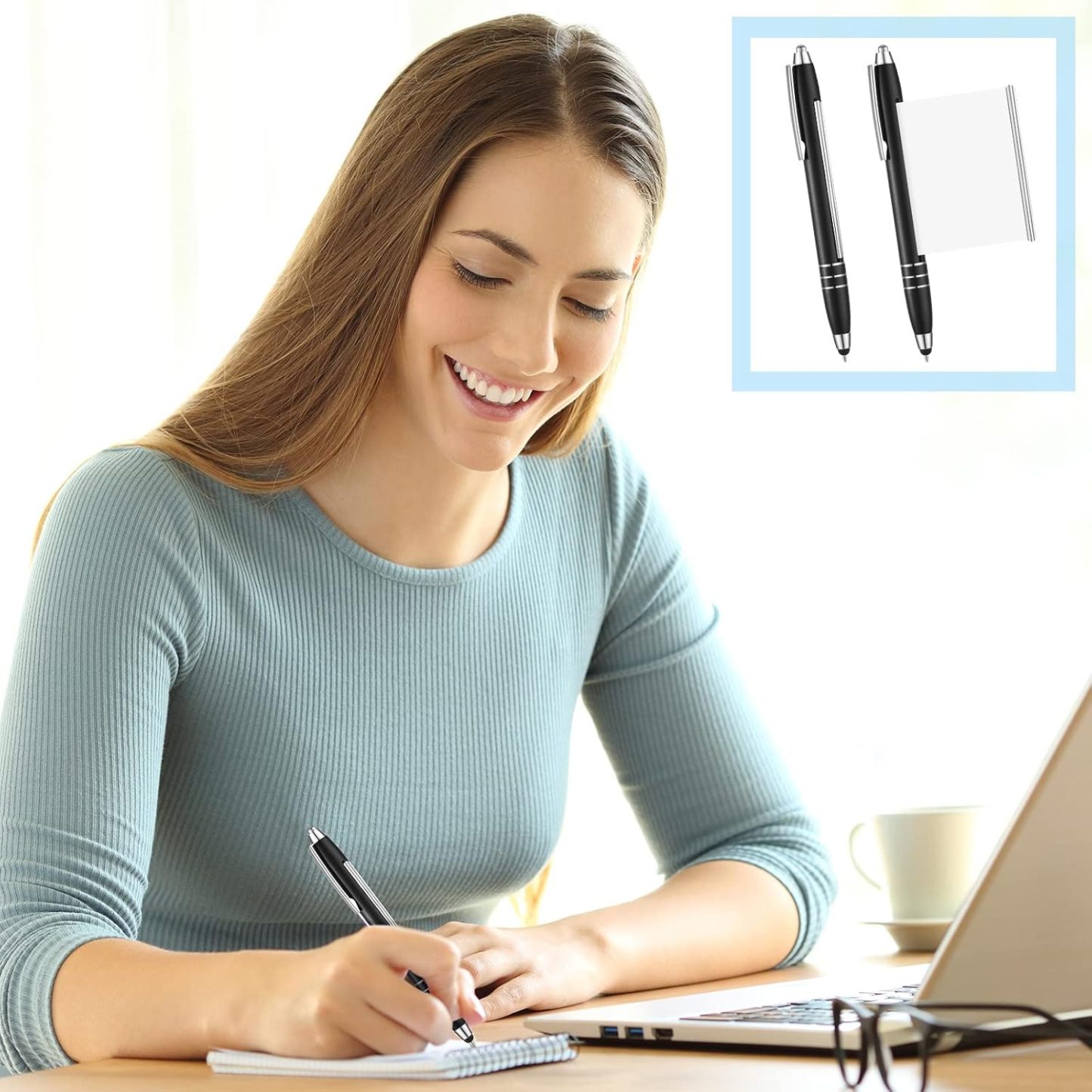 Nezo 2 Pieces Retractable Ballpoint Pen with Anti Theche Cheating Ballpoint Pen with Blue Refills for Writing Gift