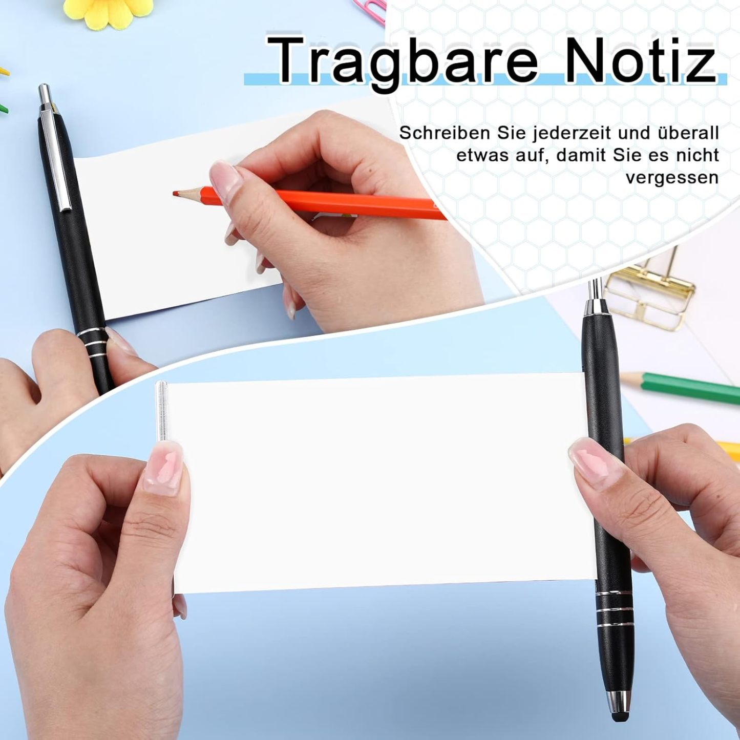 Nezo 2 Pieces Retractable Ballpoint Pen with Anti Theche Cheating Ballpoint Pen with Blue Refills for Writing Gift