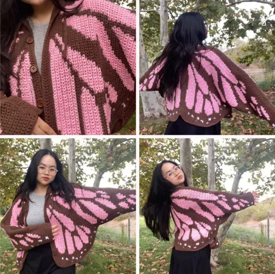 Butterfly Pink Wings Knit Cardigan