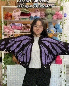 Butterfly Purple Wings Knit Cardigan