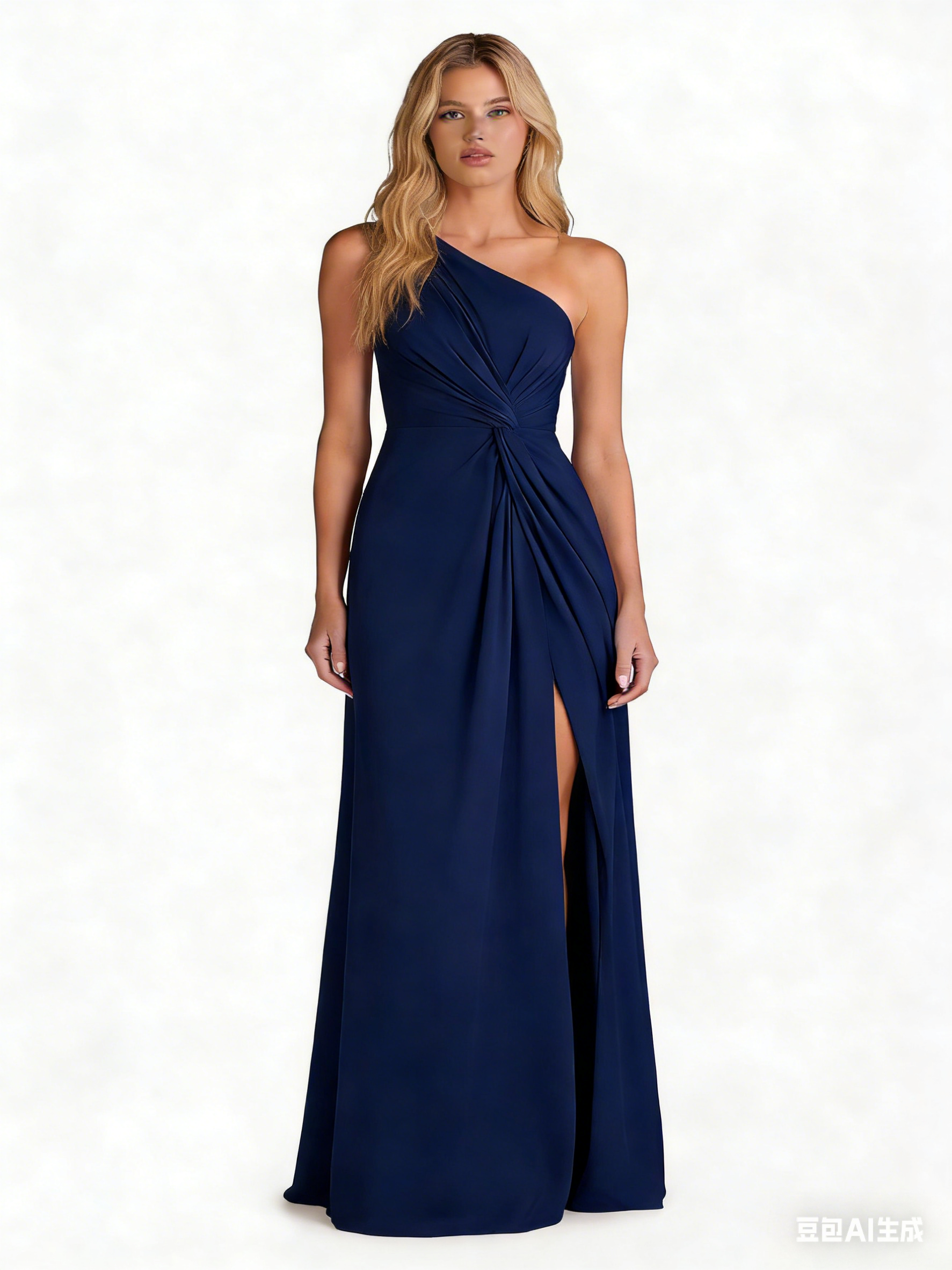 Asymmetric Single-Shoulder Dress with Leg Slit