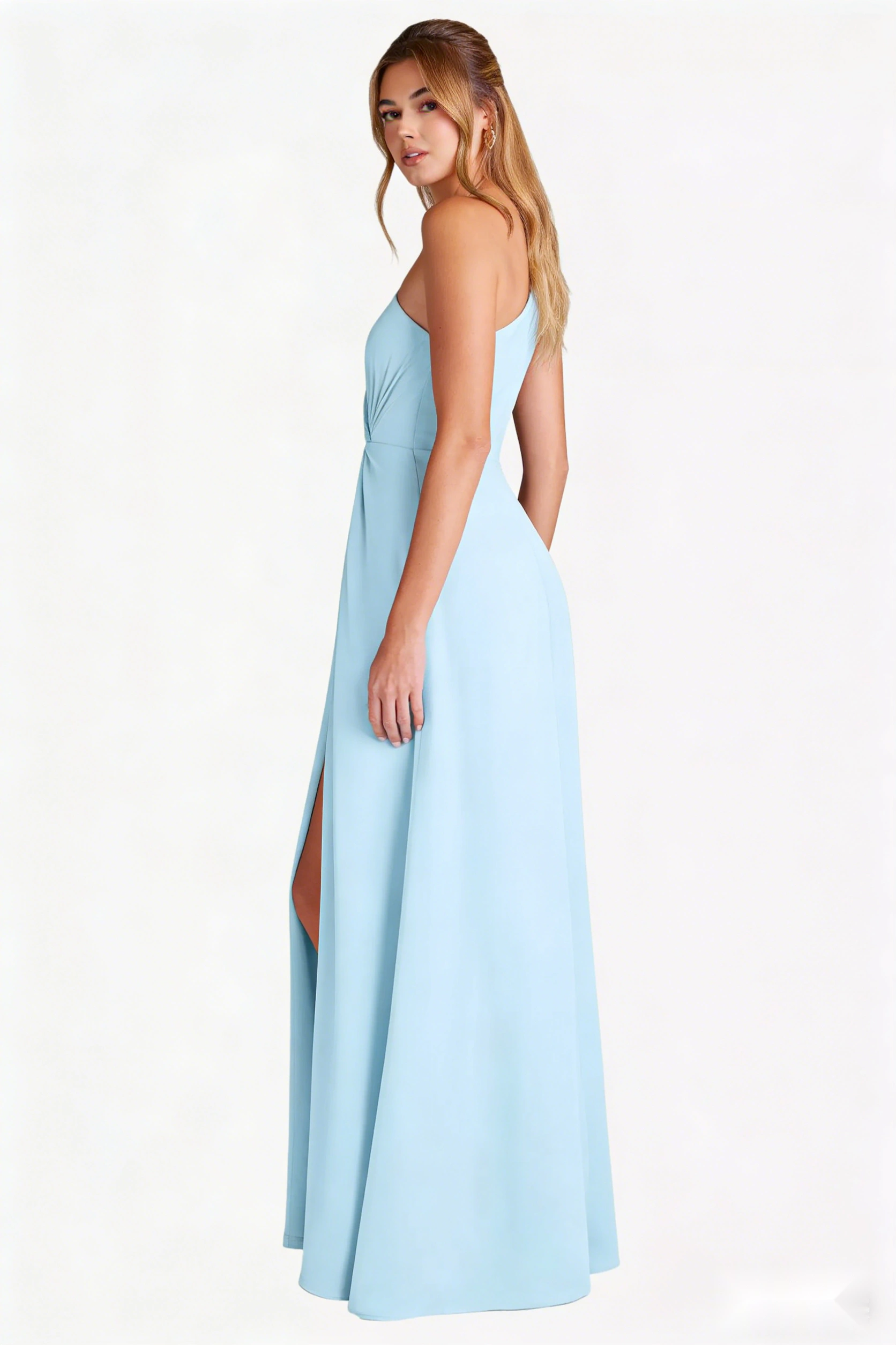 One-Shoulder High-Slit Gown