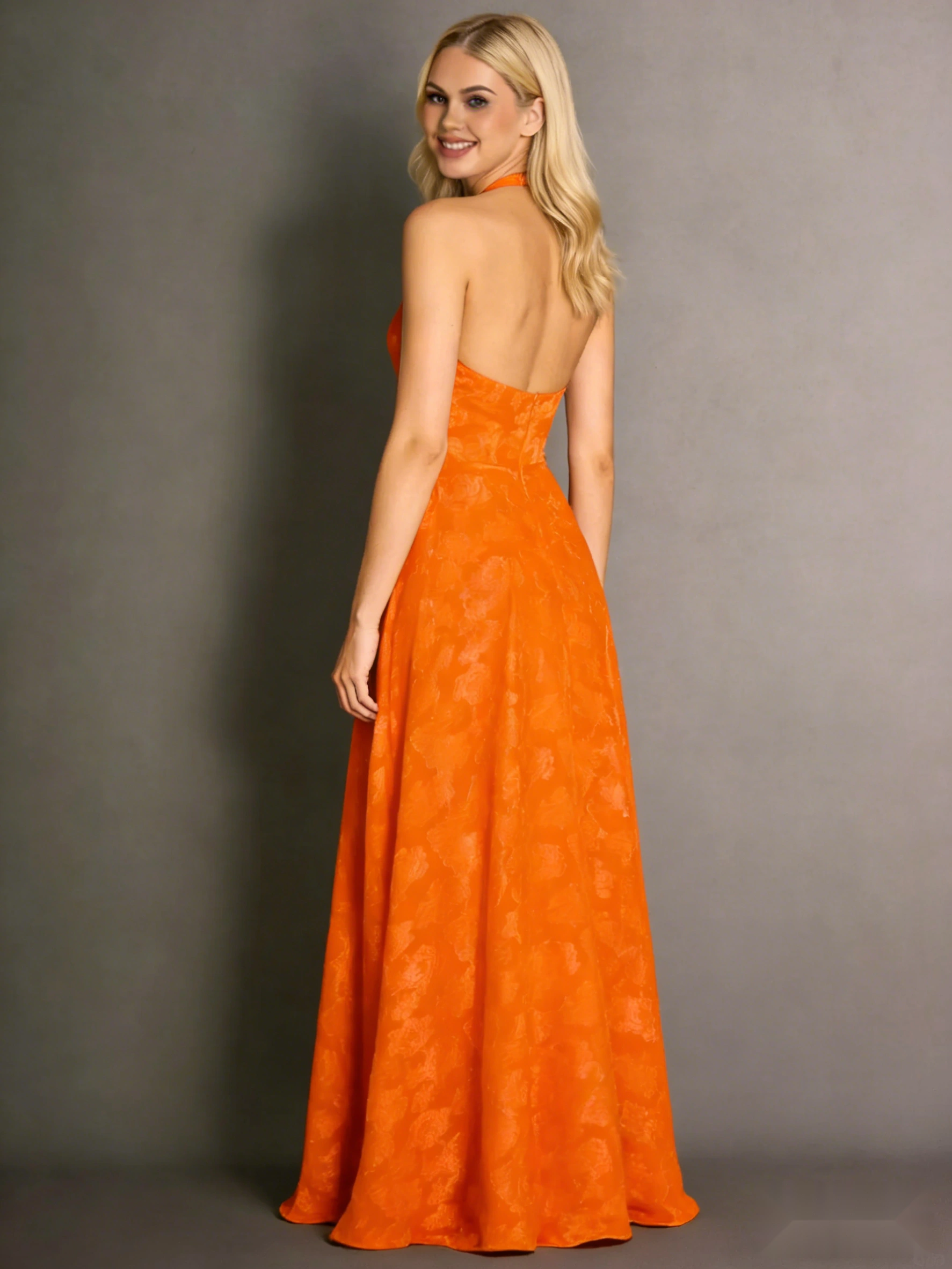 Halterneck Velvet Dress with Open Back