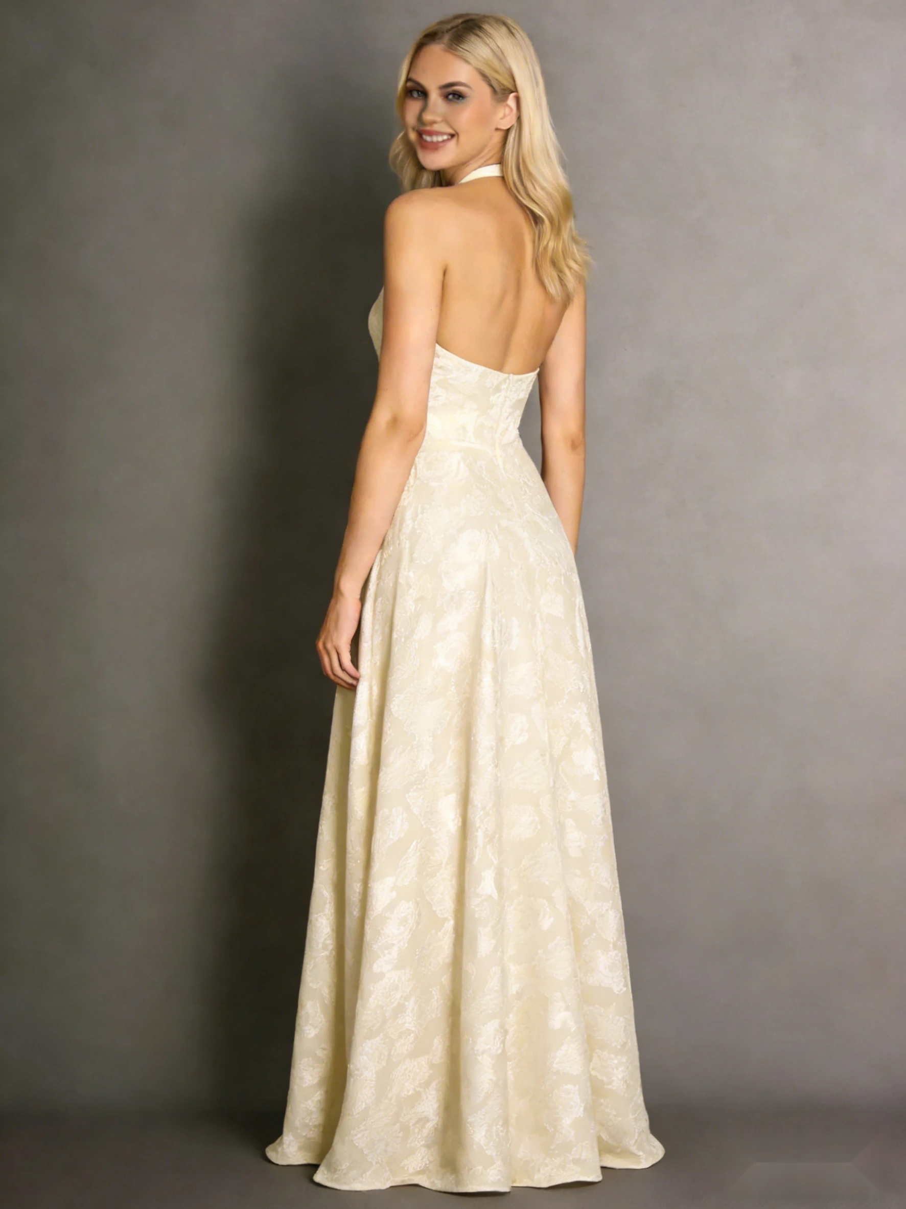 Halterneck Velvet Dress with Open Back