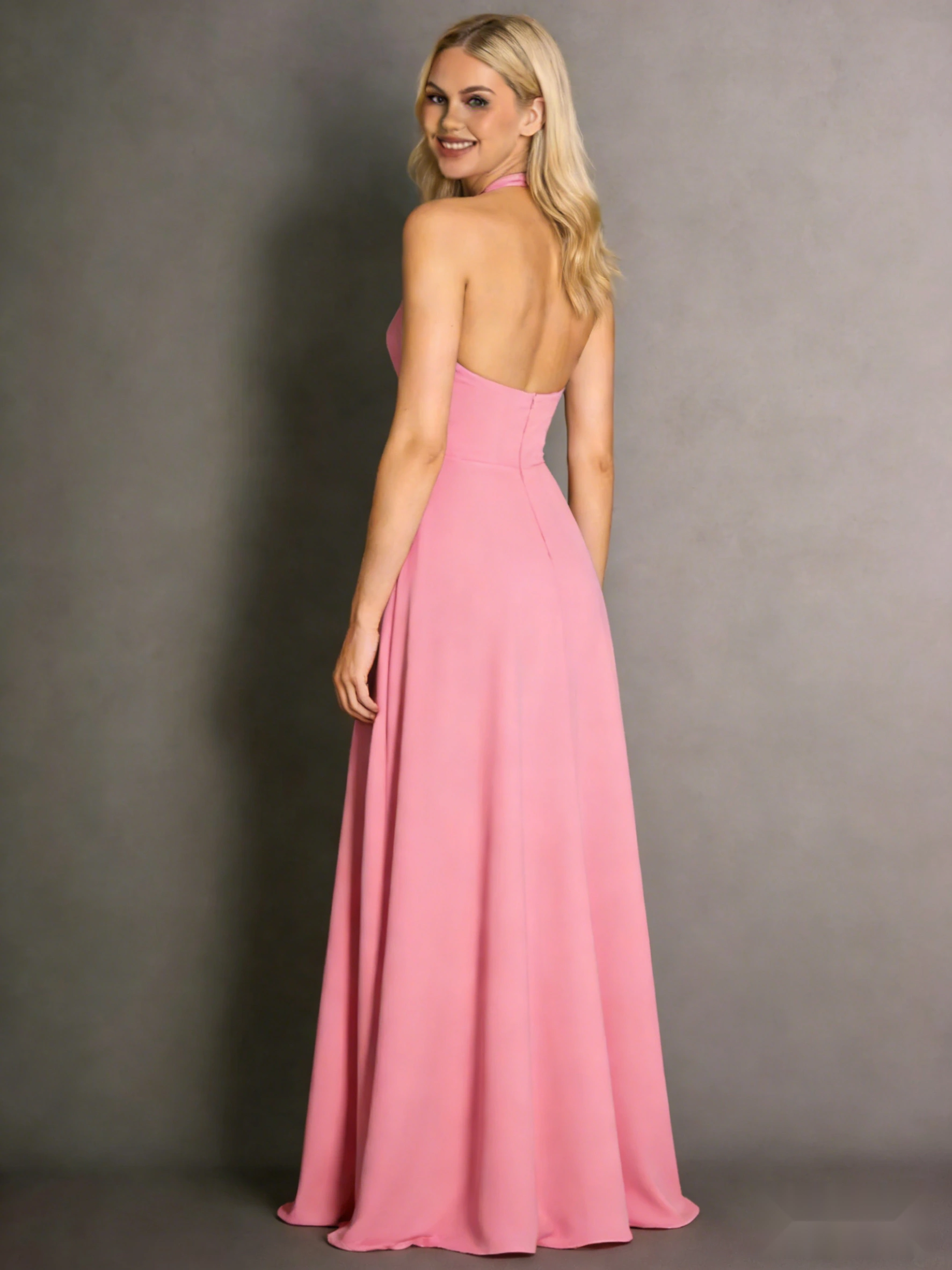 Halterneck Velvet Dress with Open Back