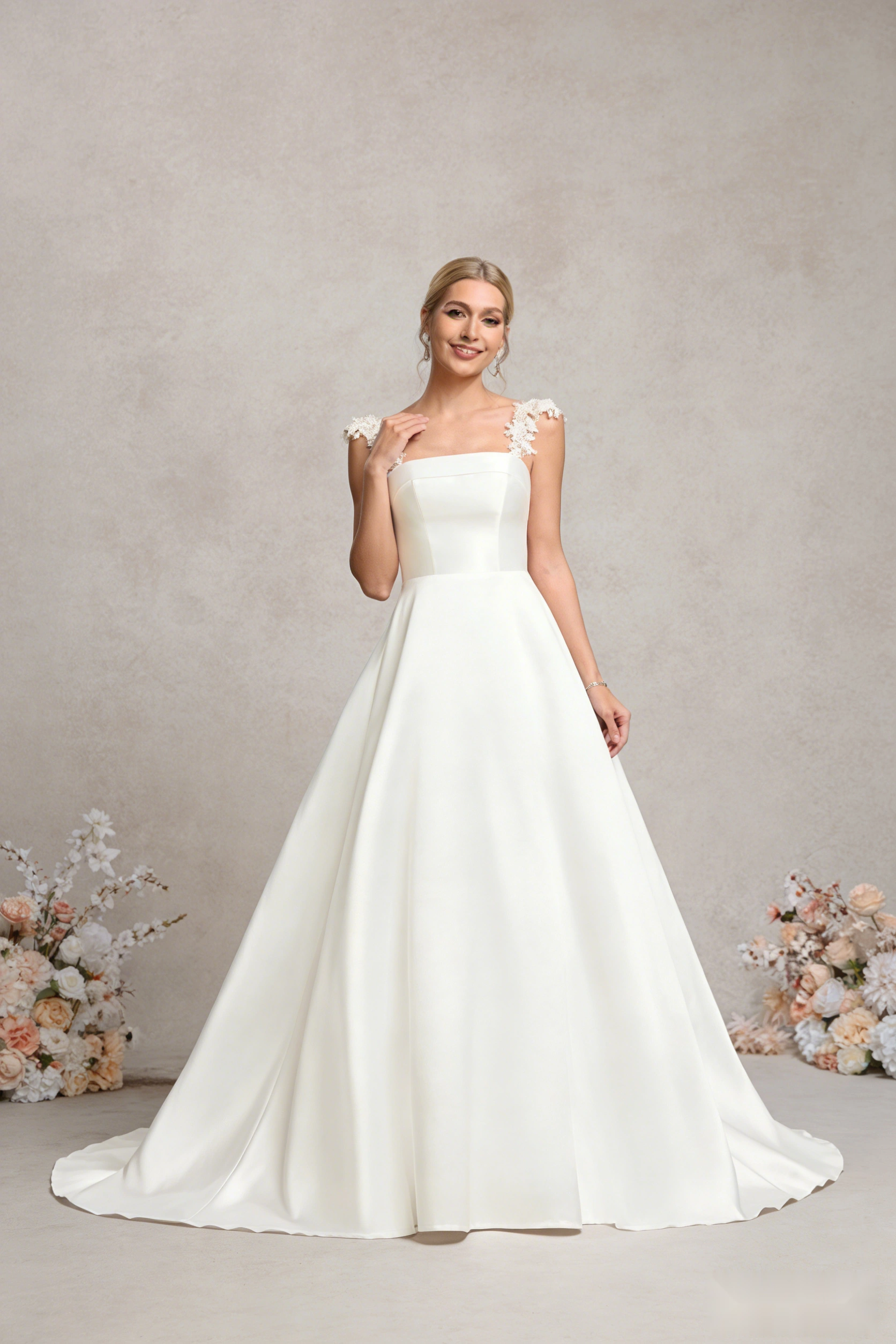 One-Shoulder Floor-Length Wedding Dress