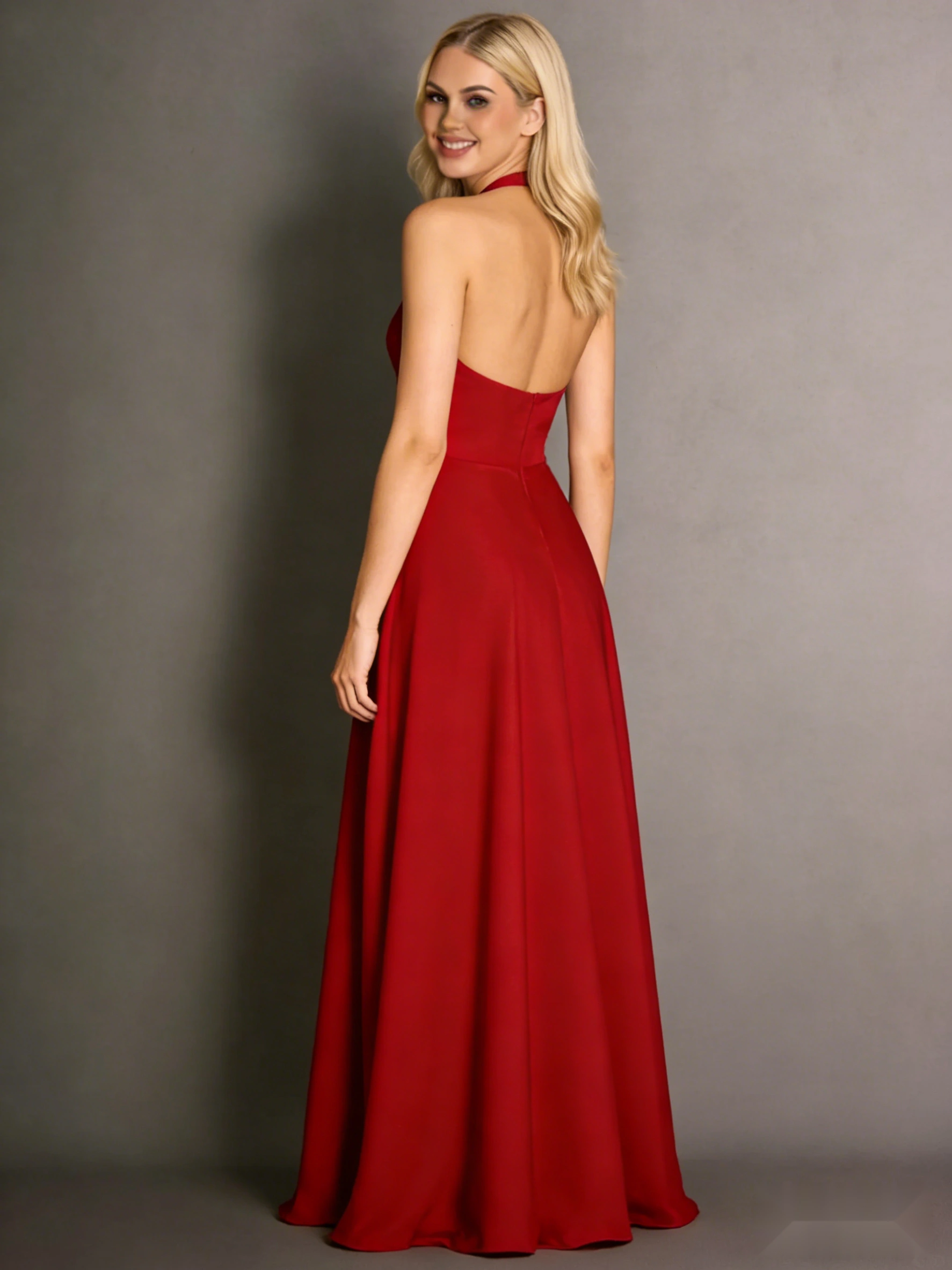Halterneck Velvet Dress with Open Back