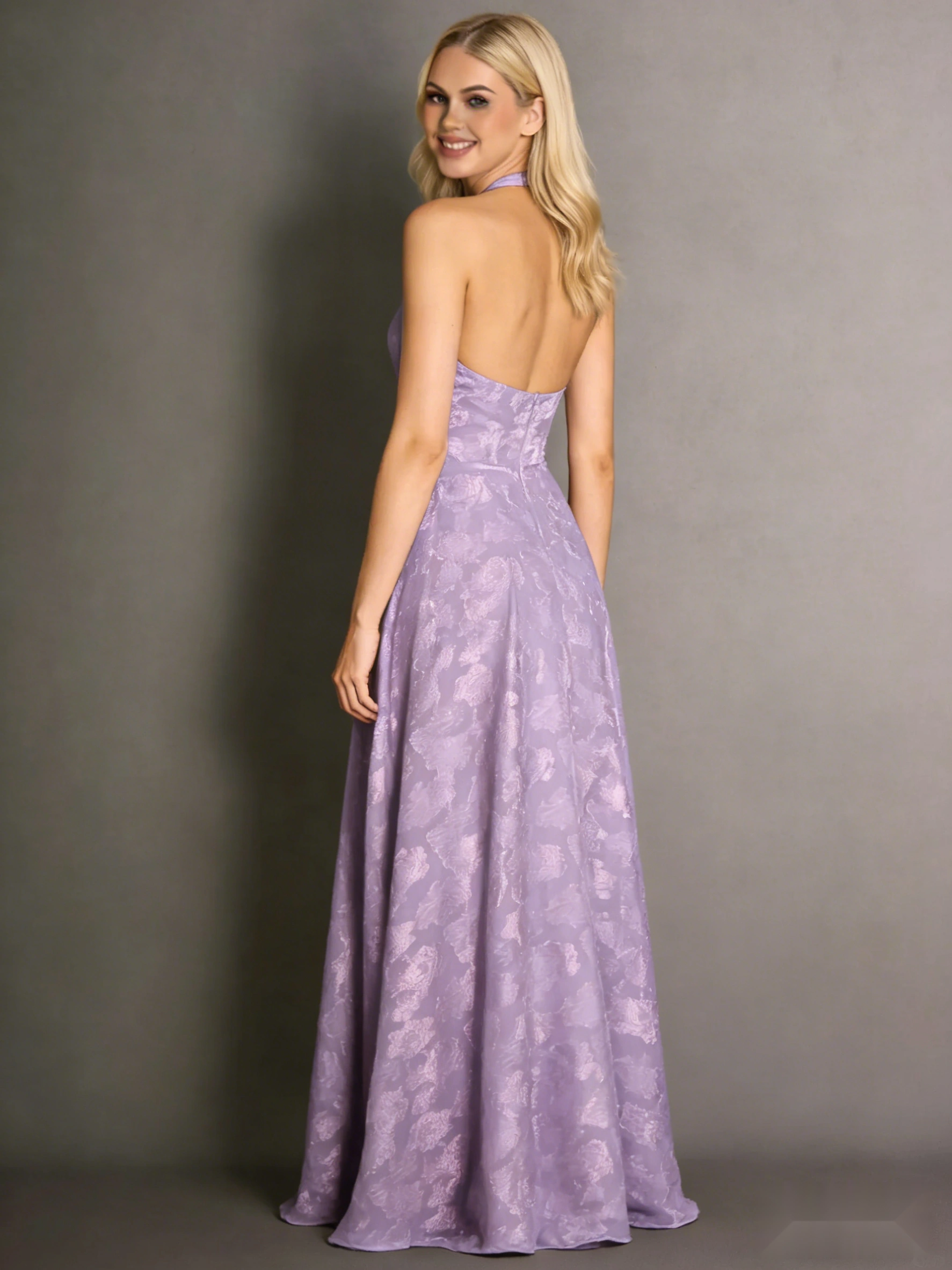 Halterneck Velvet Dress with Open Back