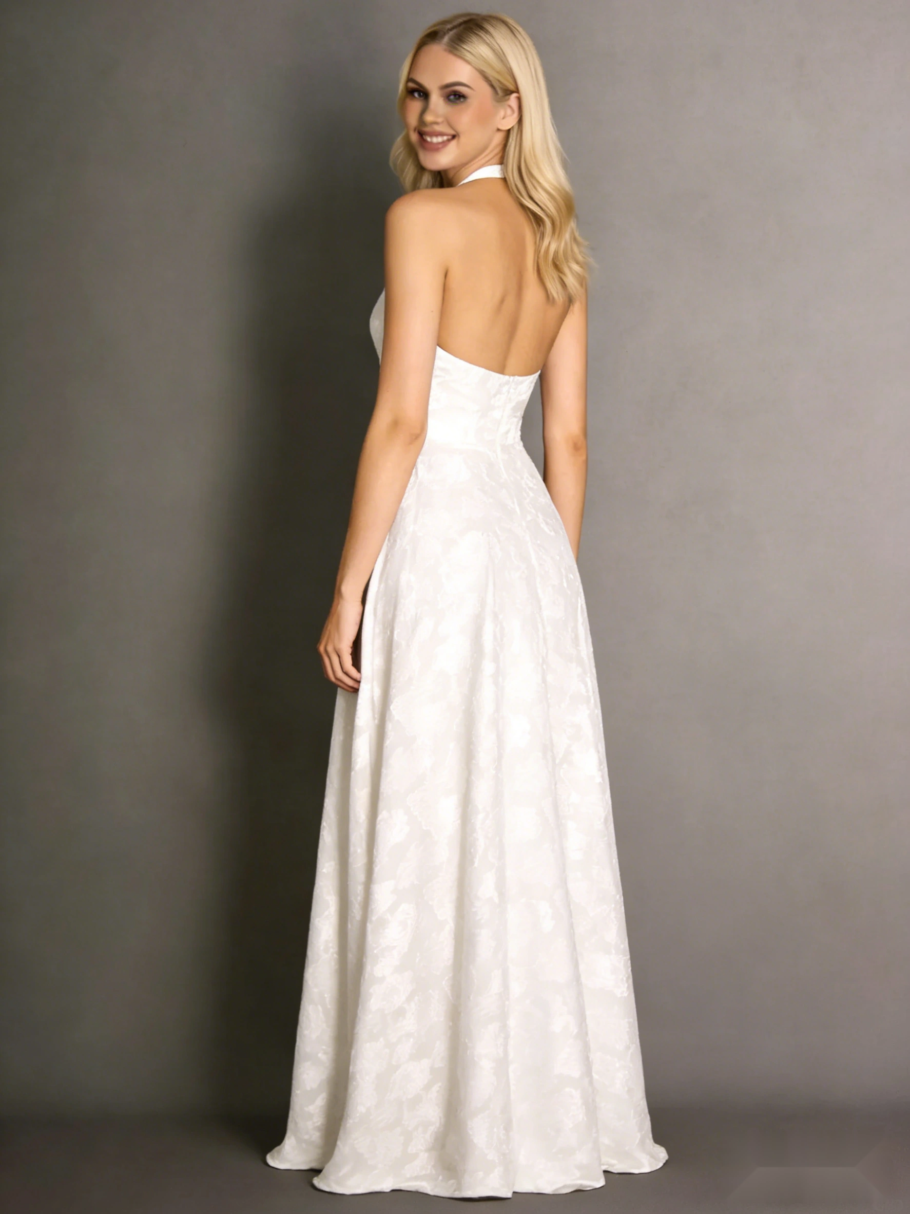 Halterneck Velvet Dress with Open Back