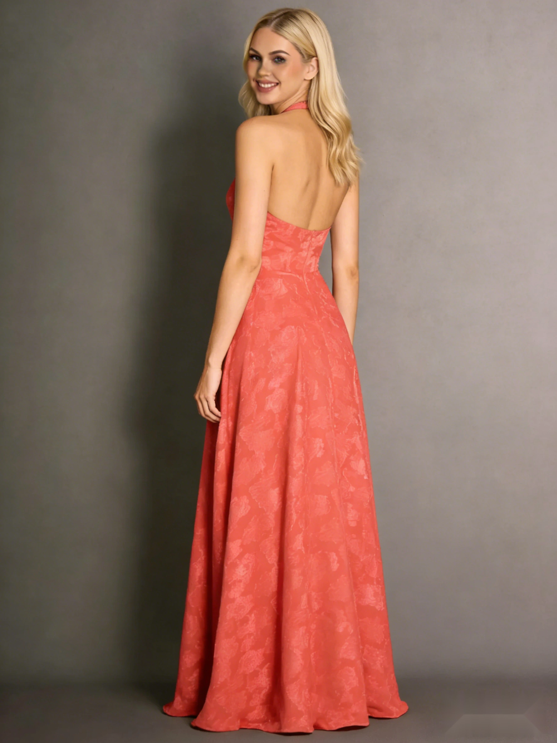 Halterneck Velvet Dress with Open Back