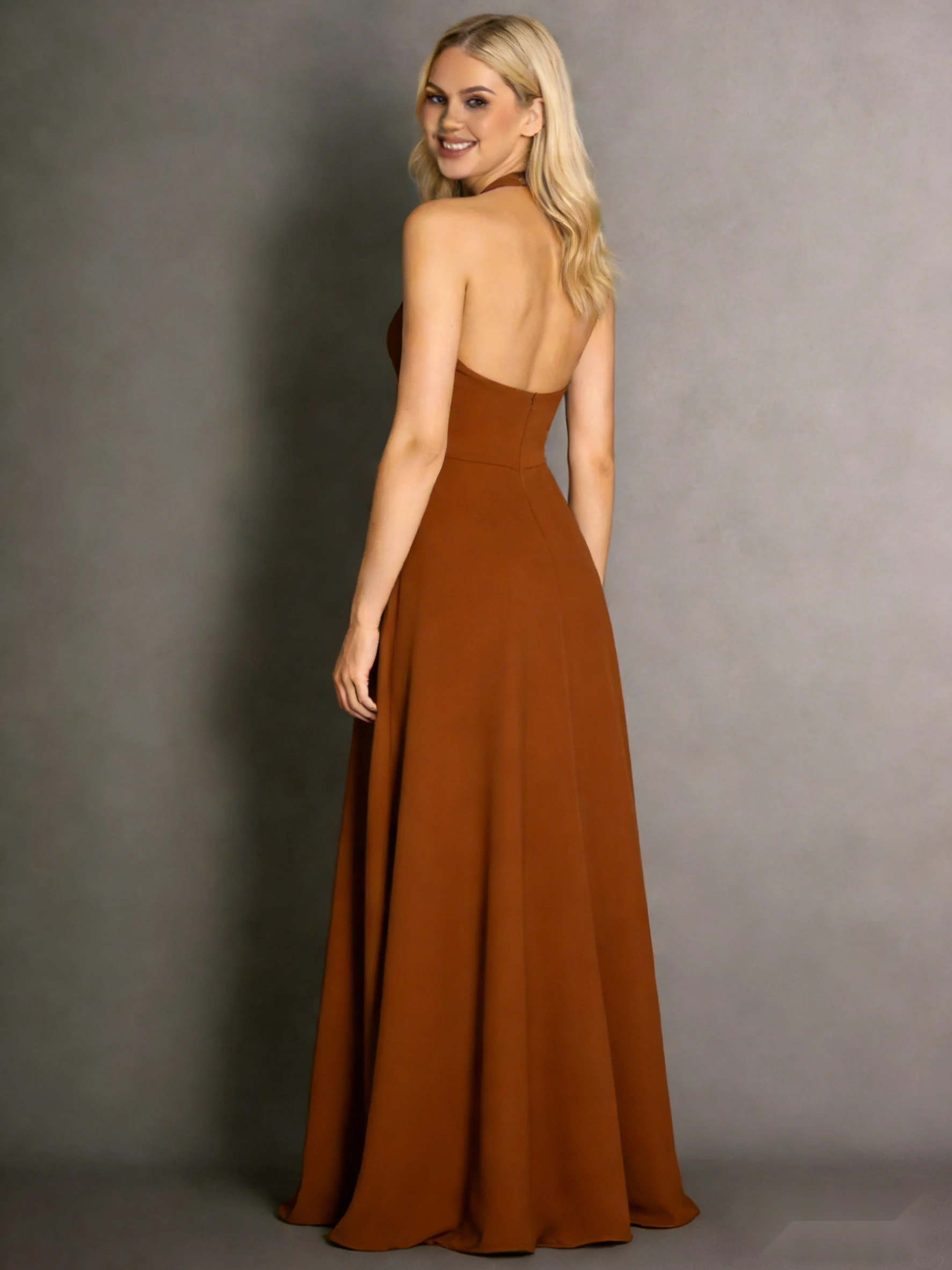 Halterneck Velvet Dress with Open Back
