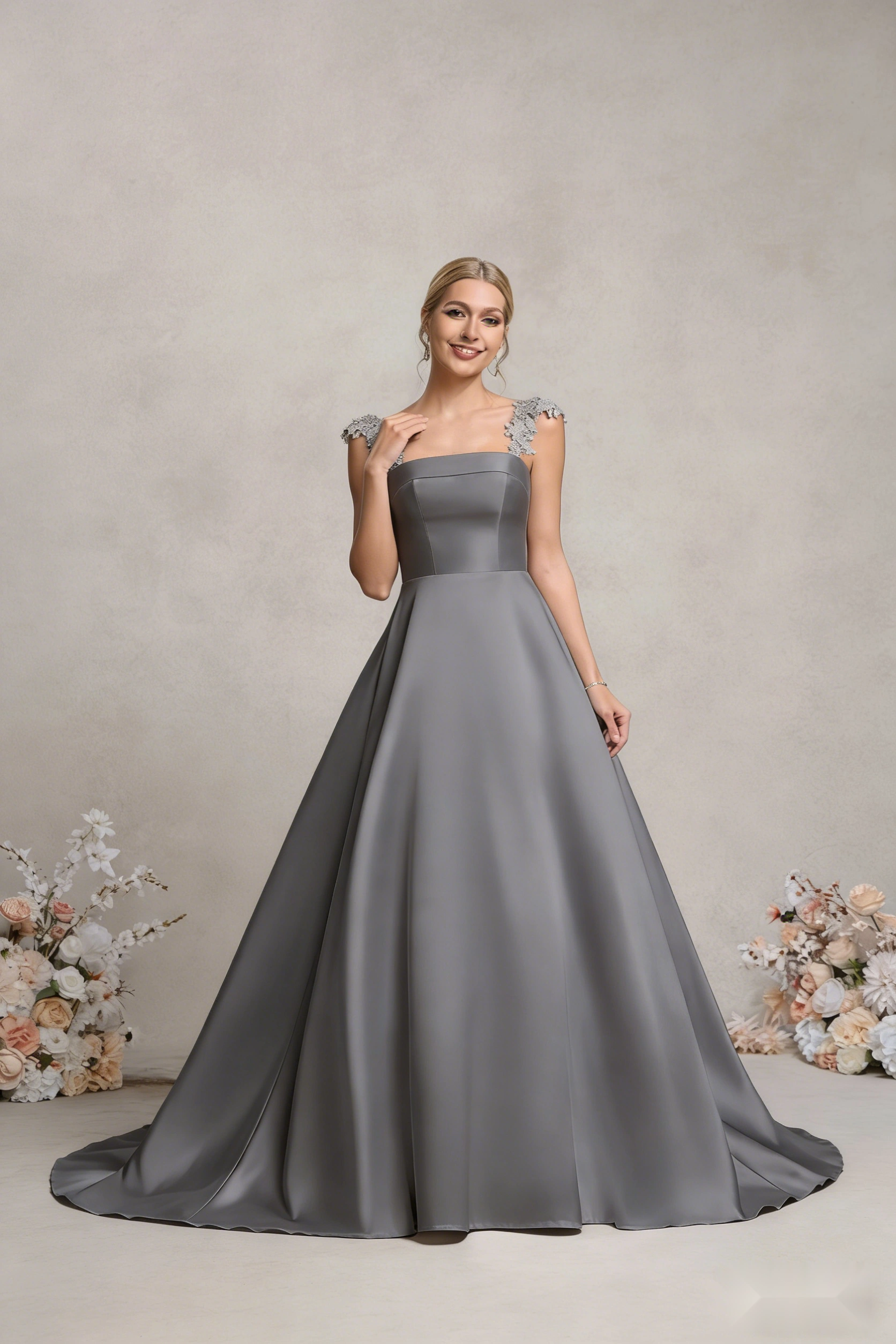 One-Shoulder Floor-Length Wedding Dress
