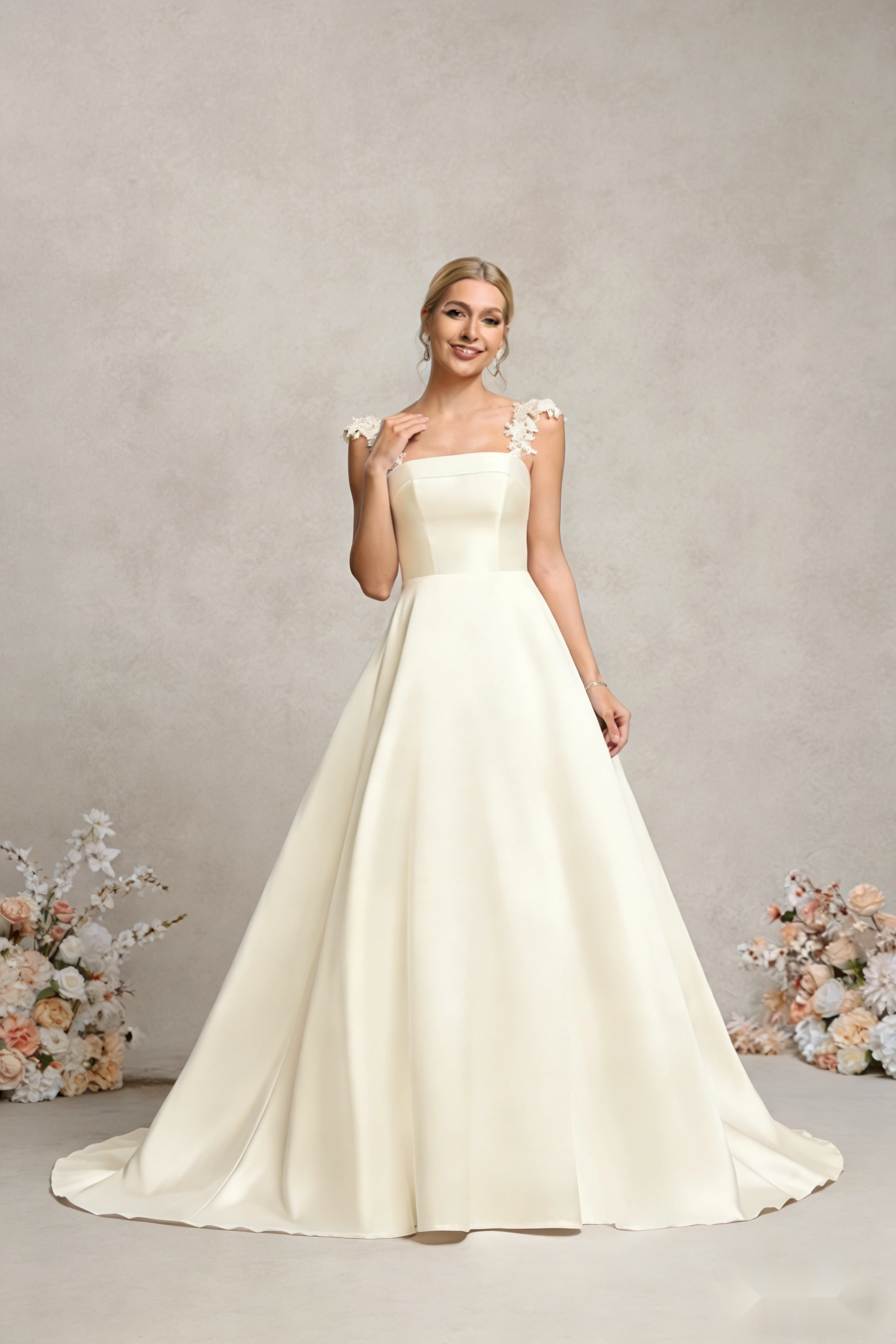 One-Shoulder Floor-Length Wedding Dress