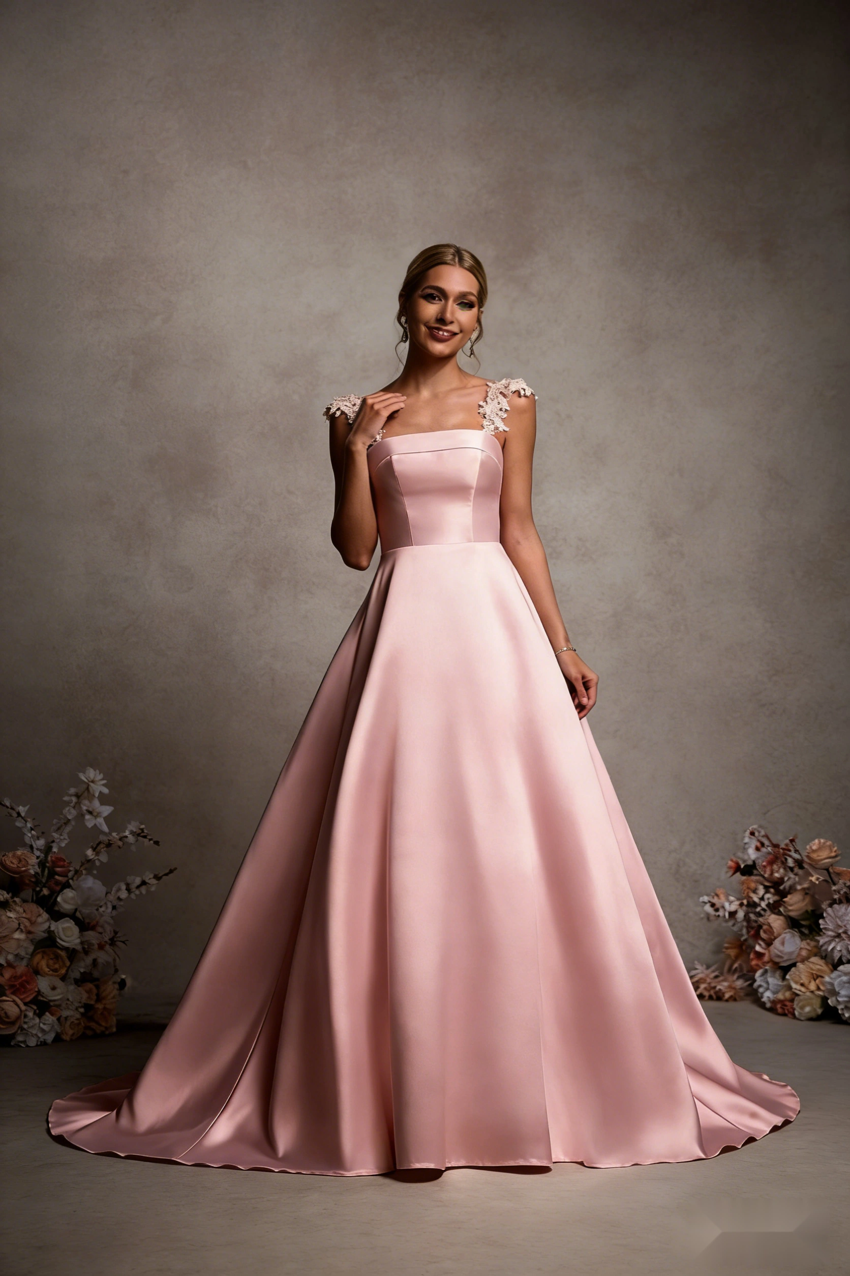 One-Shoulder Floor-Length Wedding Dress