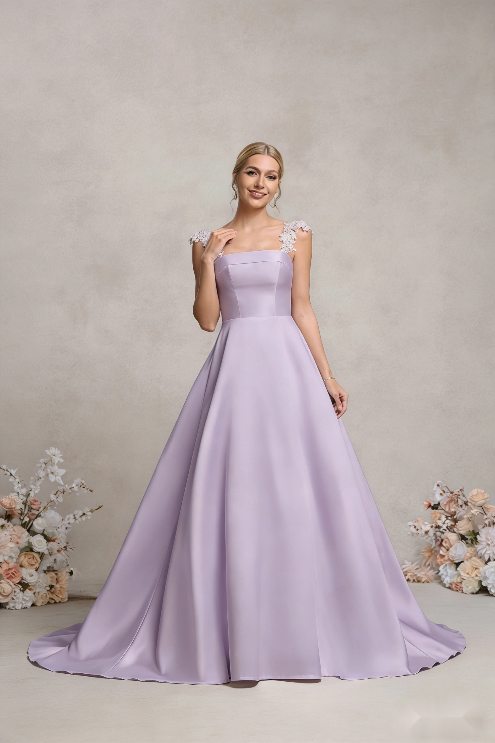 One-Shoulder Floor-Length Wedding Dress