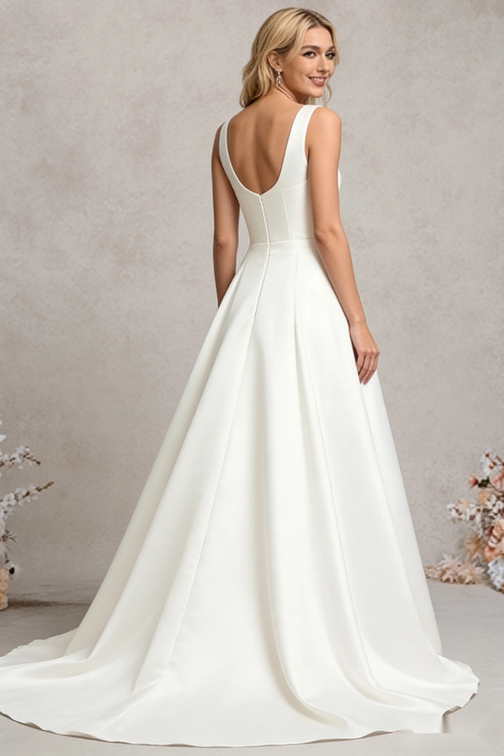 One-Shoulder Floor-Length Wedding Dress