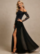 One-Shoulder Chiffon Gown with Thigh-High Slit