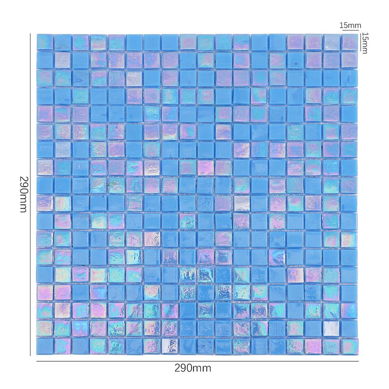 寸法付きのアクアブルーガラスモザイク