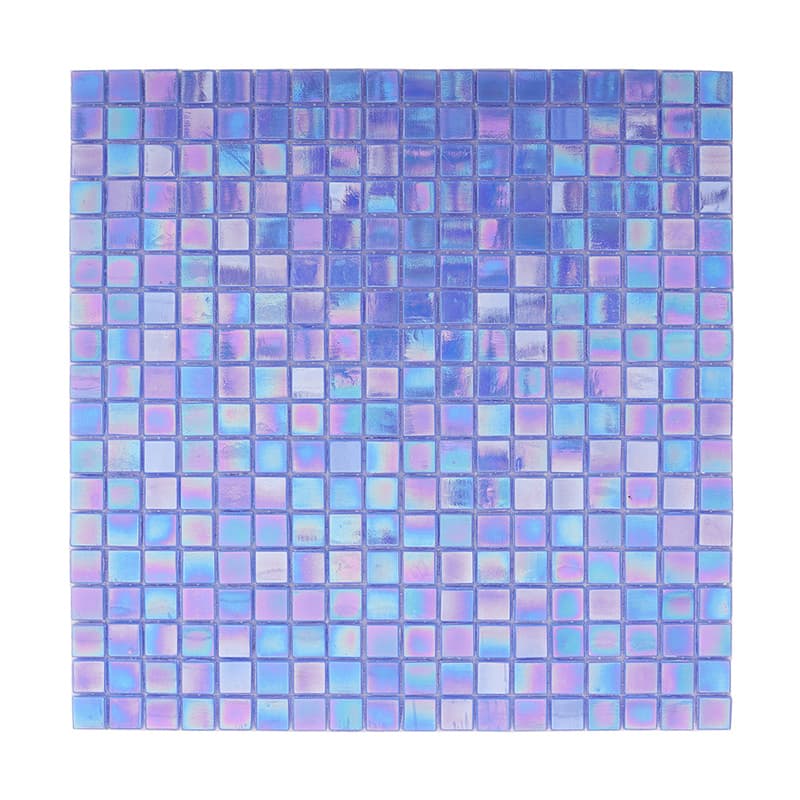 正面から見たブルーイリディセントガラスモザイク