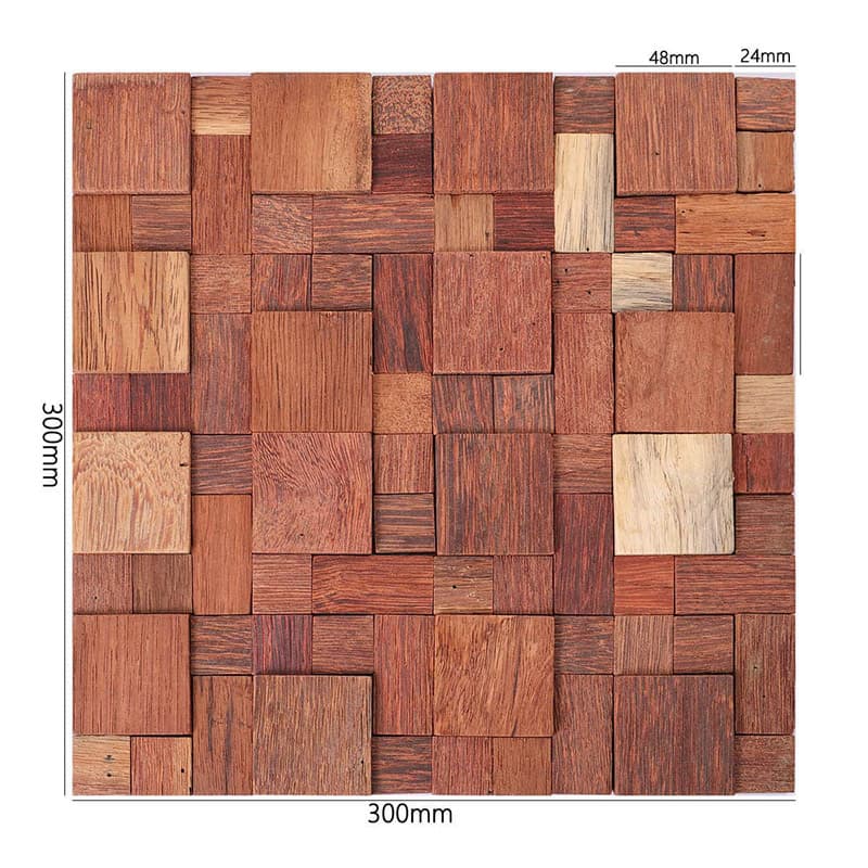 サイズ表示付きの天然木モザイクタイル