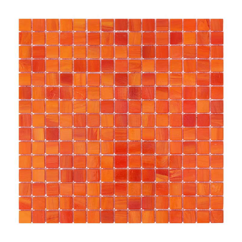オレンジ色のガラスモザイクタイル正面写真