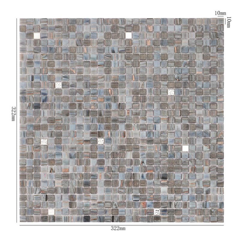 10mm角グレーガラスモザイクの寸法付き全体図