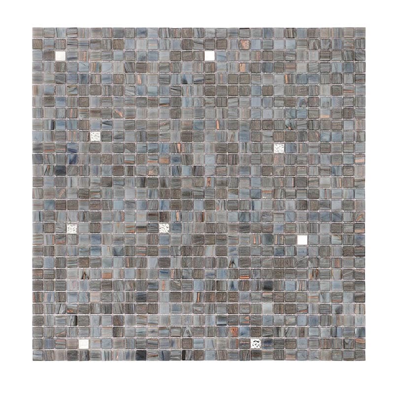 グレーにプラチナ装飾を加えたガラスモザイク全面