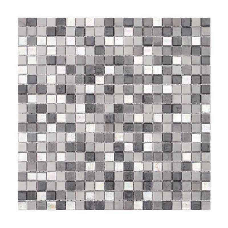 グレーとシルバーのガラスモザイクタイル全体表示