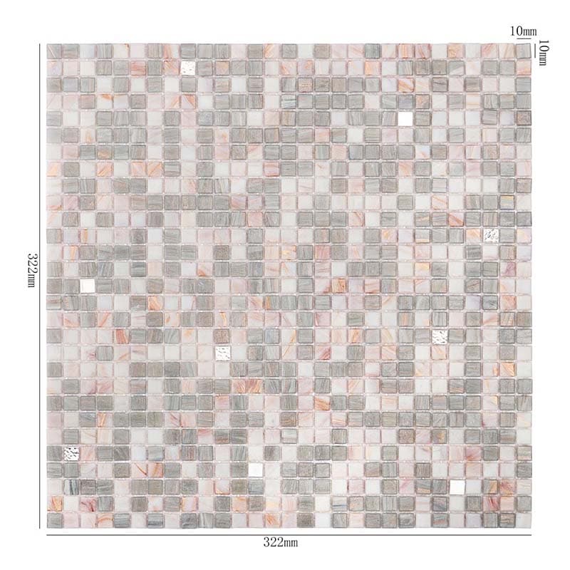 10mm角グレーミックス小粒ガラスモザイク寸法図