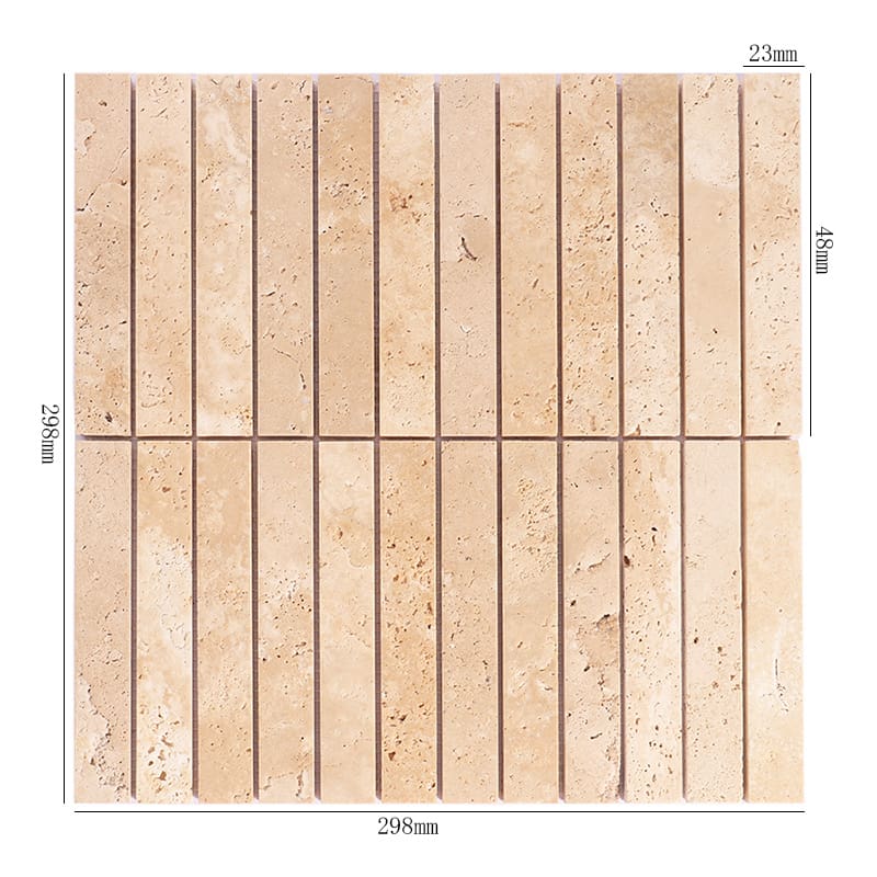 寸法表示付きトラバーチンストーンスティックモザイクタイル