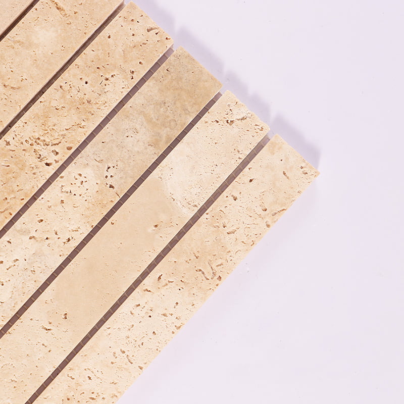 トラバーチンストーンスティックモザイクの角部詳細