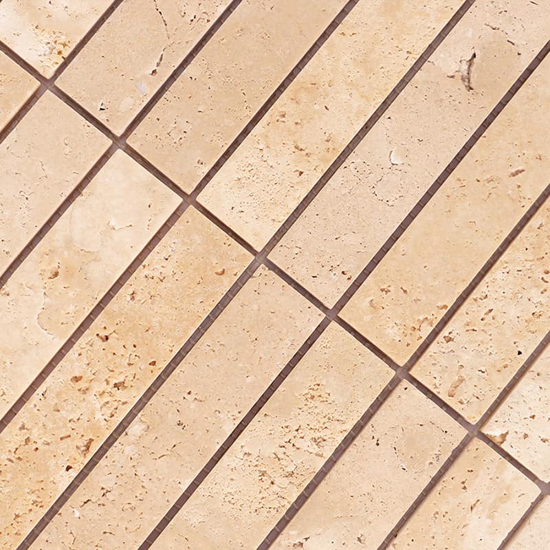 表面ディテールが見えるトラバーチンストーンスティックモザイク