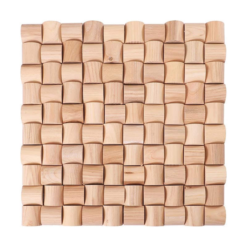 明るい色の木材を使用した立体ウッドモザイク全体写真