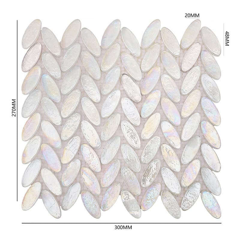 パール調楕円ガラスモザイクタイル寸法図