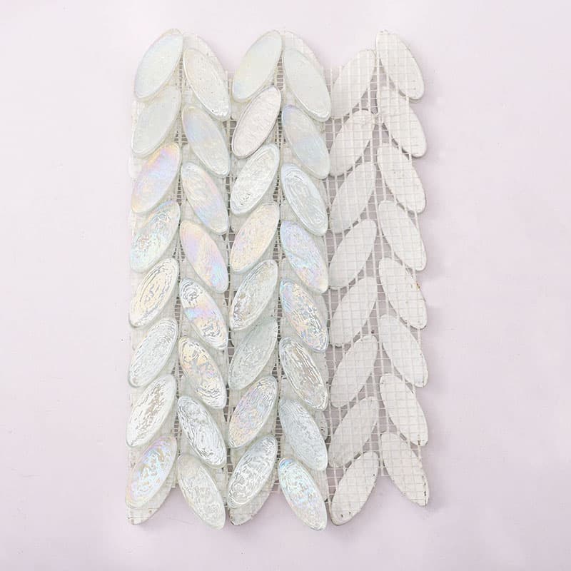 パール調楕円ガラスモザイクタイル裏面