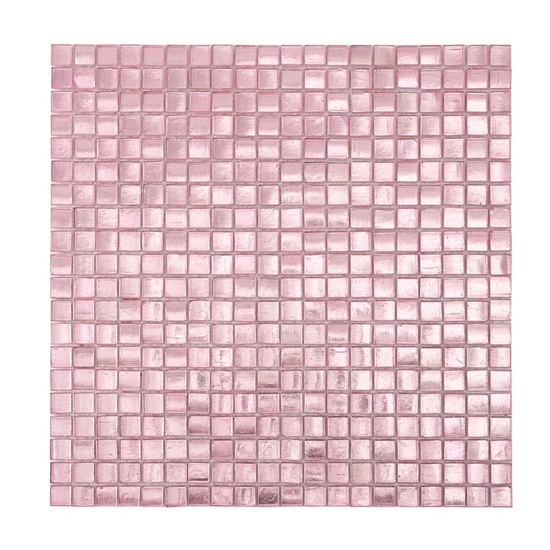 ピンク色のガラスモザイクタイル正面シート
