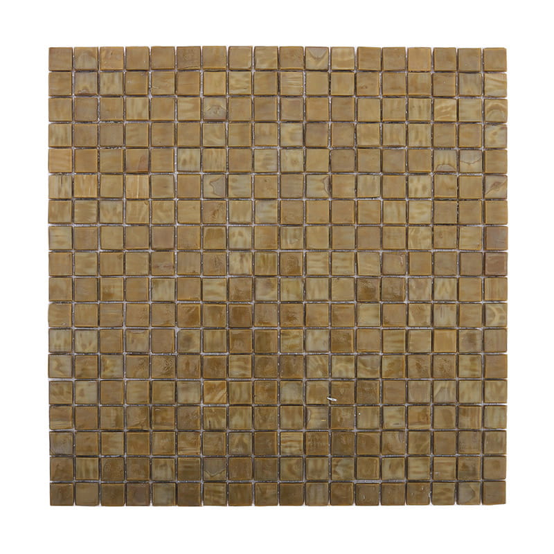 ブラウンカラーのガラスモザイクタイル正面画像