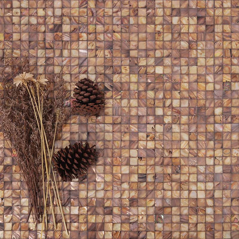 ブラウンシェルモザイクタイル装飾例