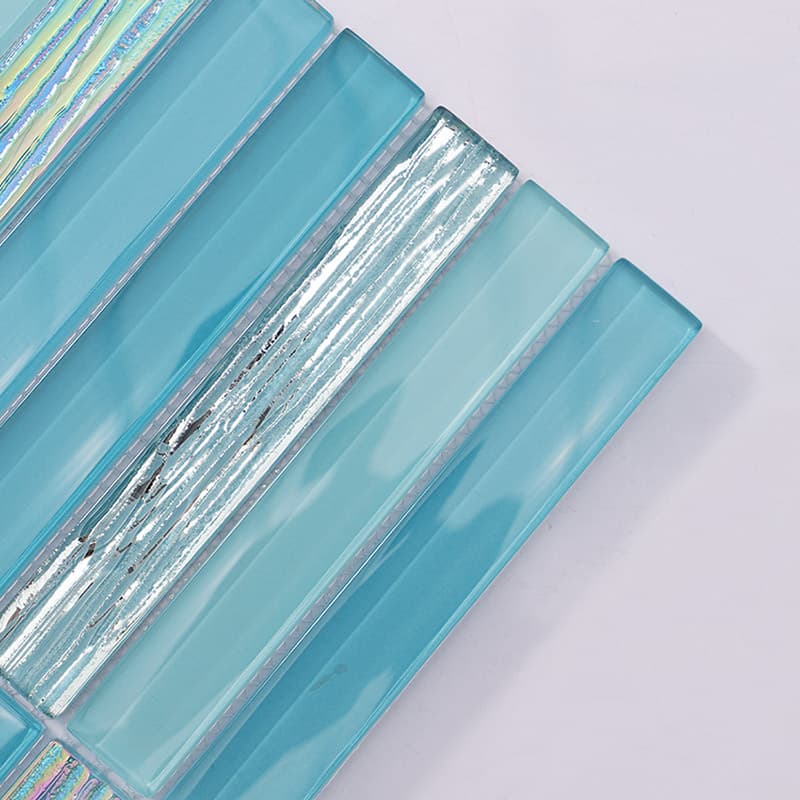 ブルーグリーンモザイクタイル光沢質感