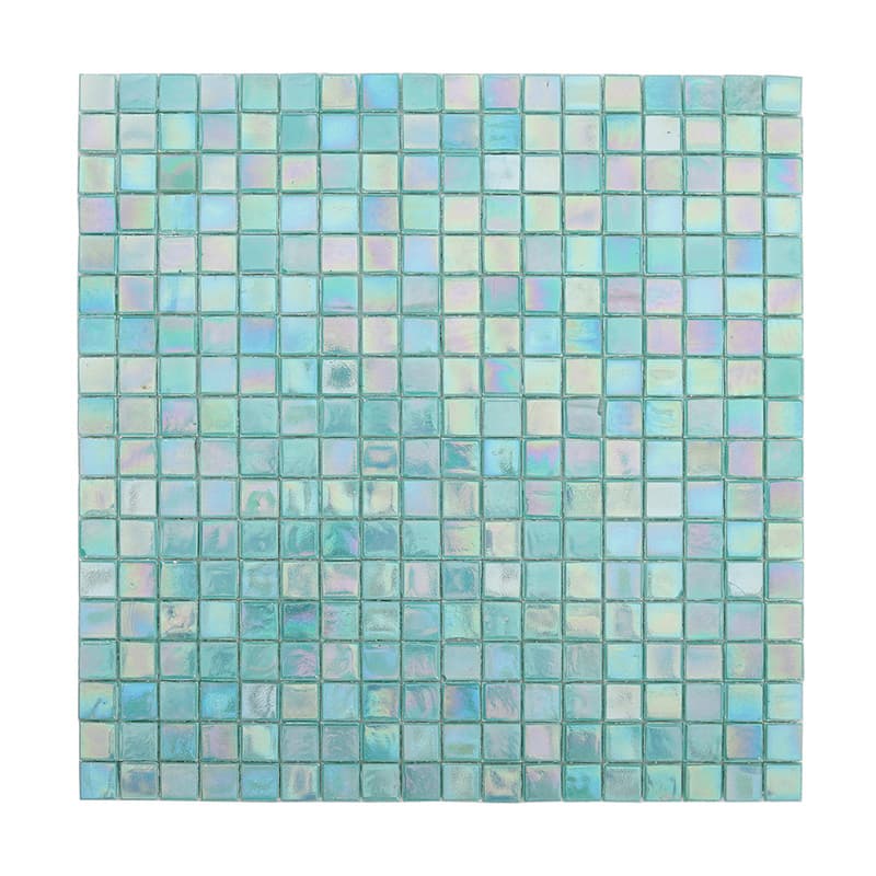 ブルーグリーンガラスモザイクタイル295X295mmの正面全体