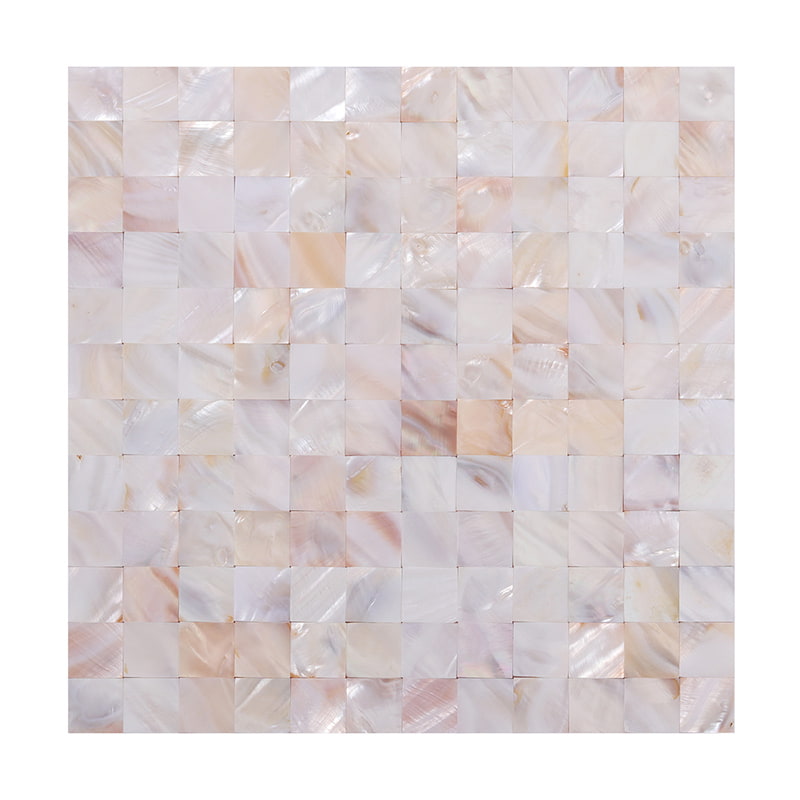 淡いベージュの貝モザイクタイル正面写真