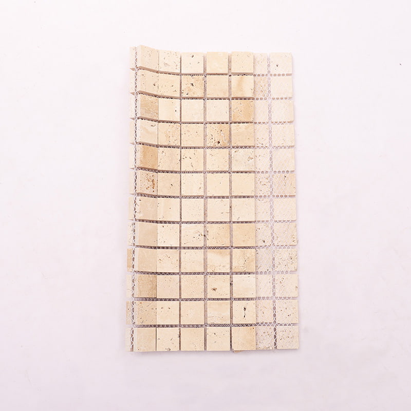 裏面ネット付きベージュトラバーチンスクエアモザイクタイル