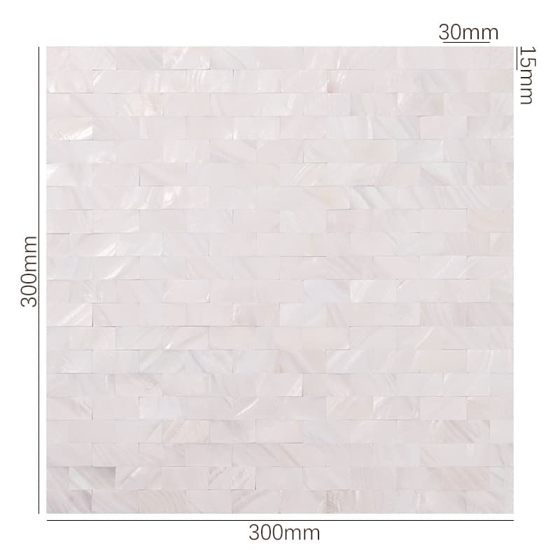 ホワイト貝殻モザイクタイル寸法表示