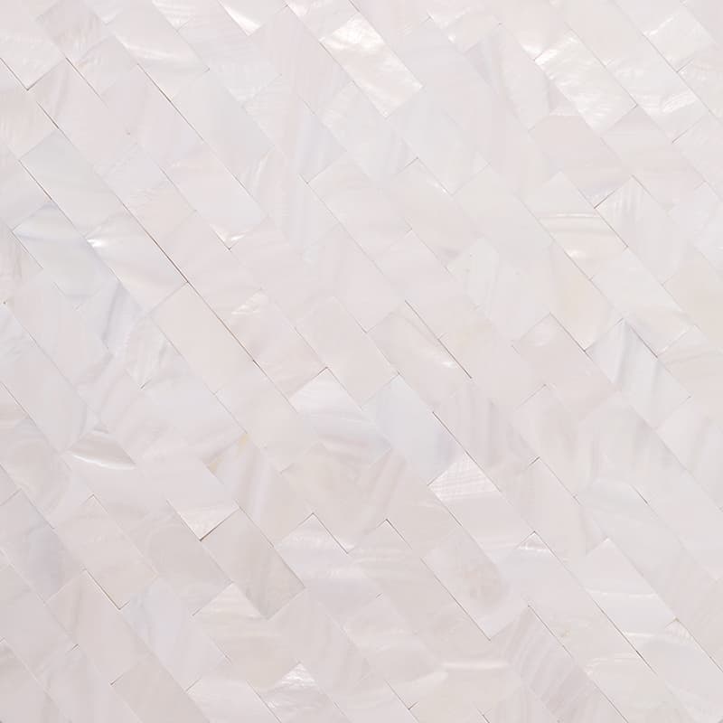 ホワイト貝殻モザイクタイル正面ディテール写真