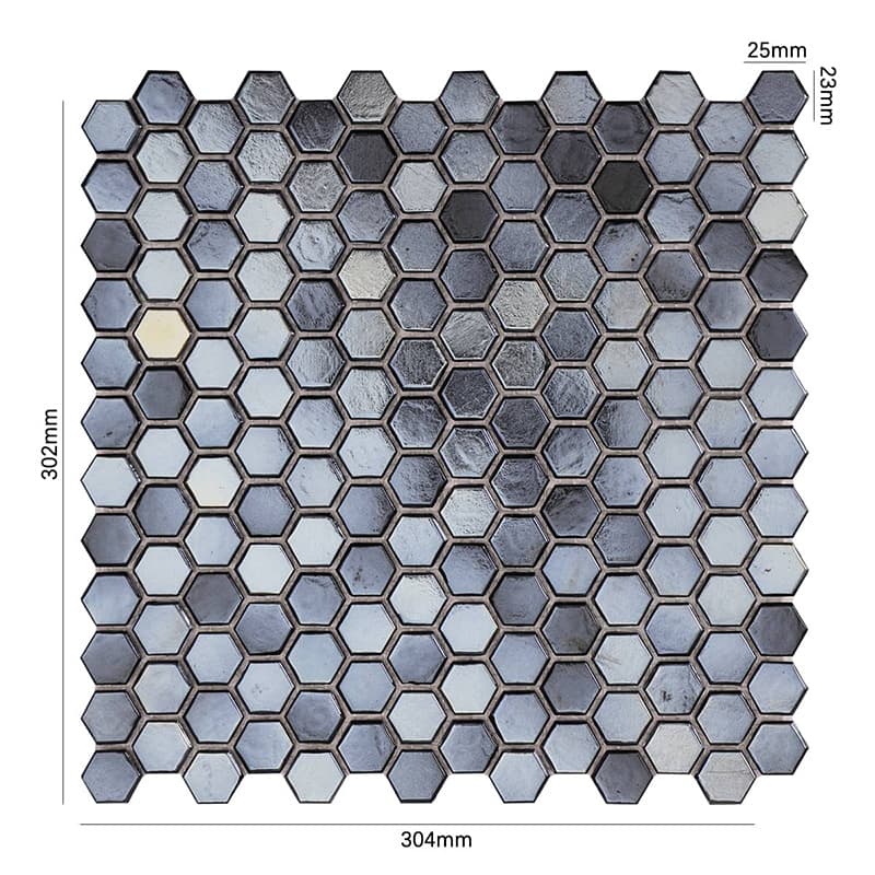 メタリック六角ガラスモザイクの寸法表示シート